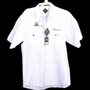 Blanc Du Nil France 100% Cotton Textured Button Down Shirt Size L (NWT)